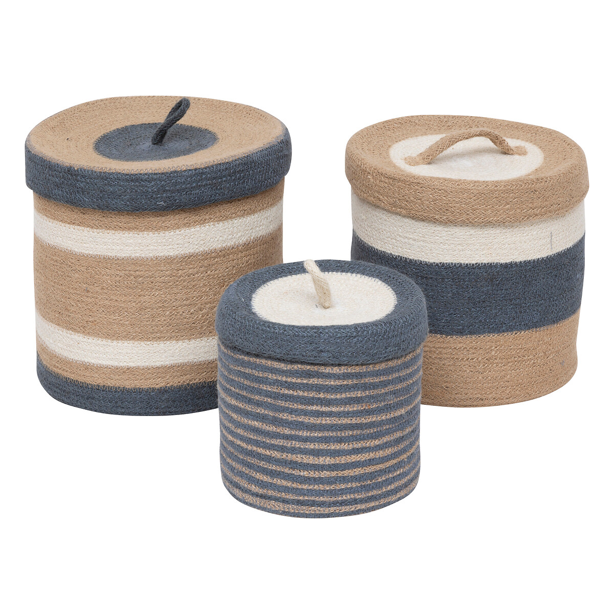 3 baskets "Oceane" Jute, Multicolored, H.18/24.5/27 cm