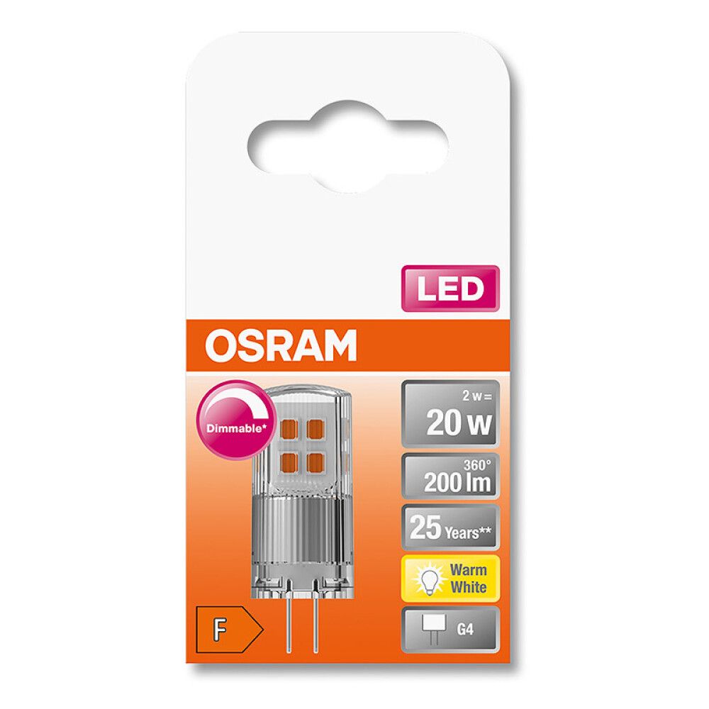 LYSPÆRE OSRAM LED PIN G4 200LM 2,0W DIMBAR