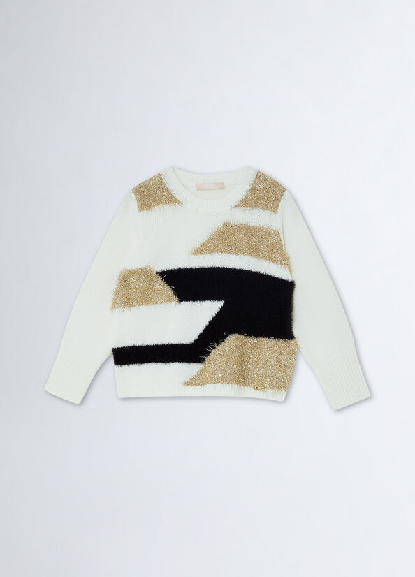 Maglia in misto lana con intarsi