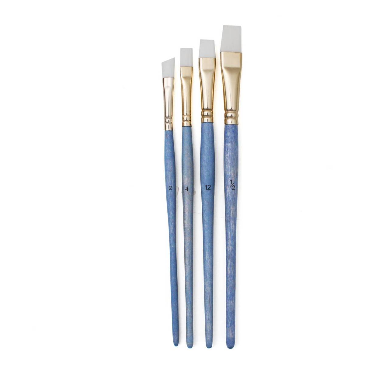 White Flat and Angular Taklon Brushes 4 Pack
