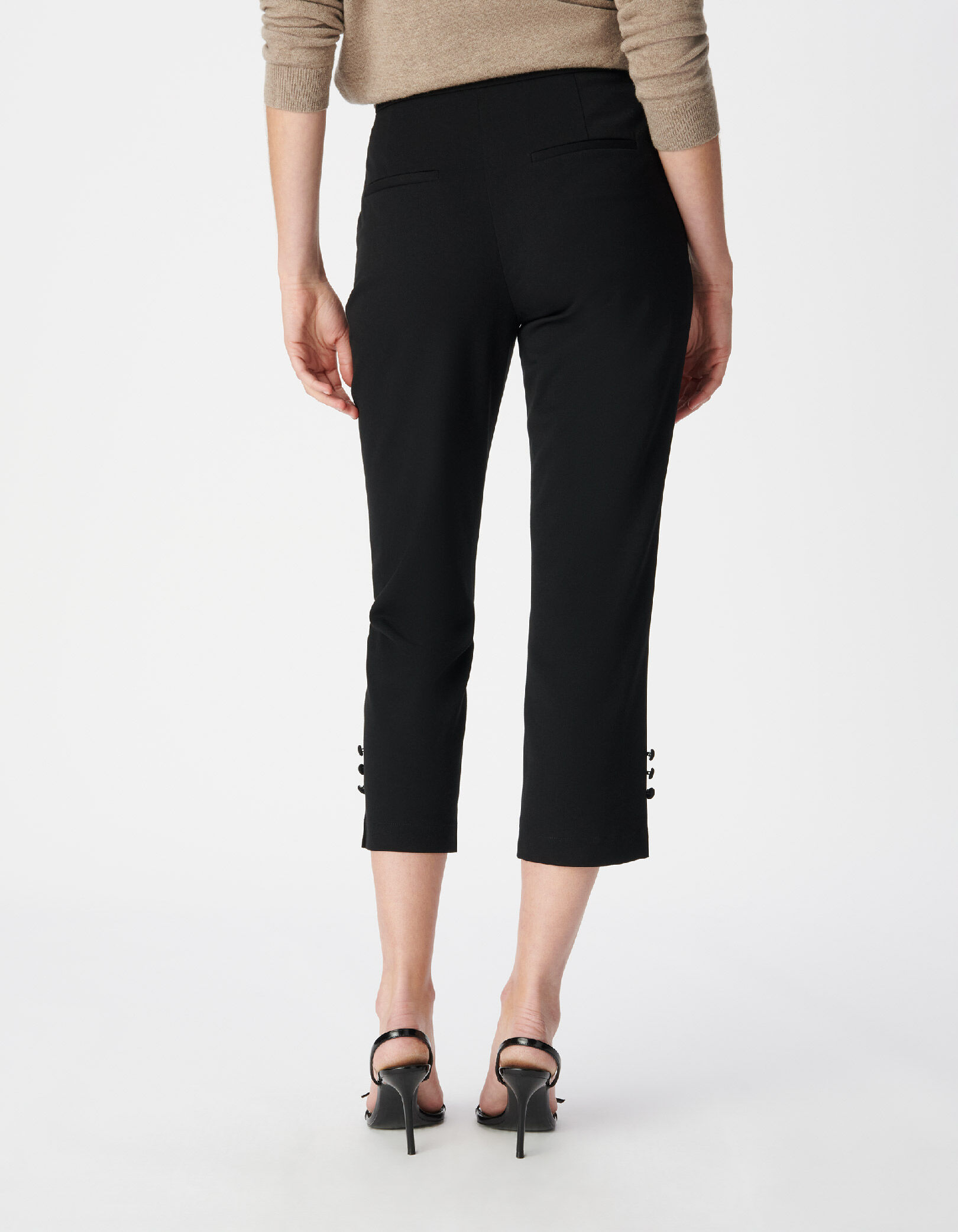 Pantalon noir longueur mi-mollet Femme