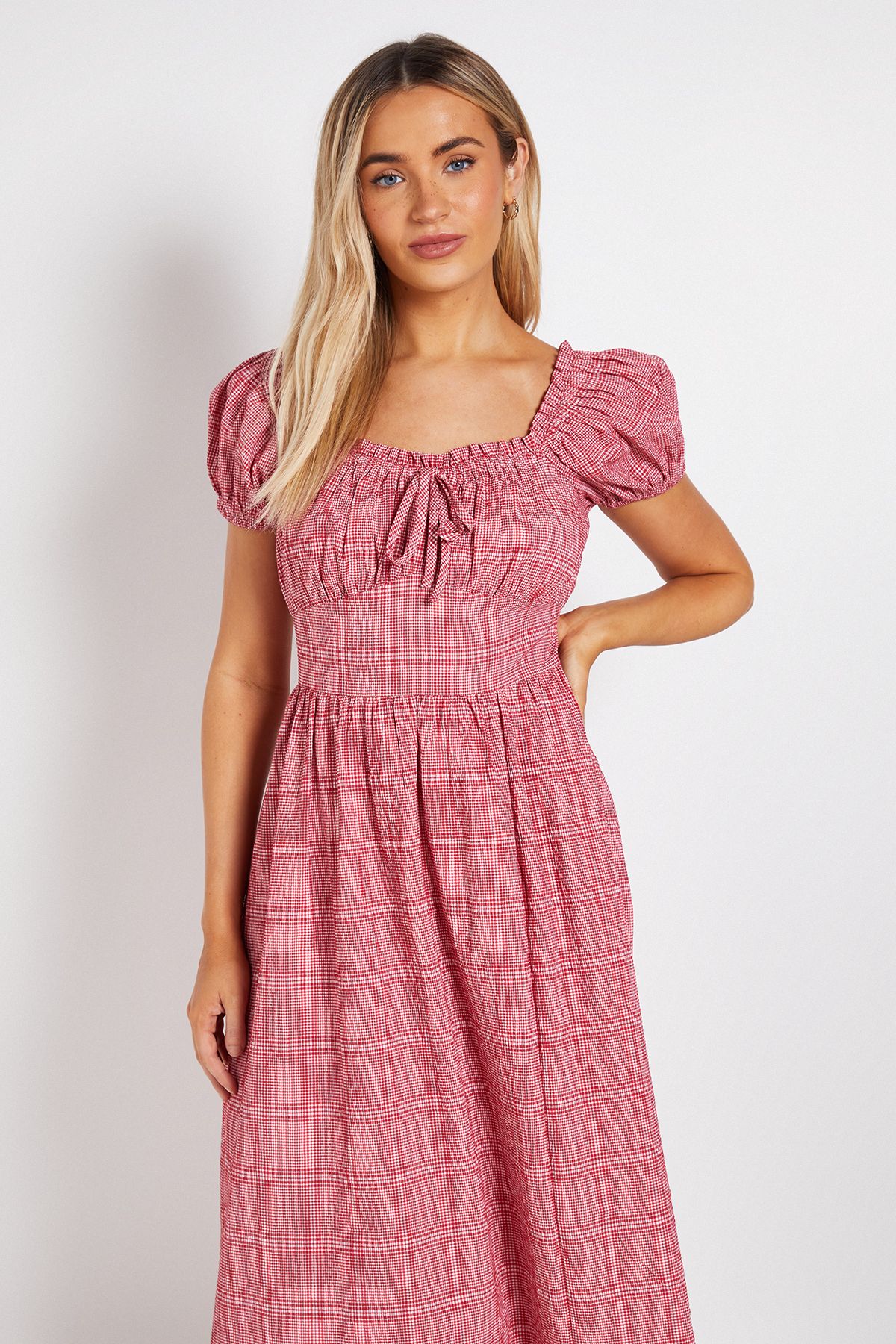 Dorothy Perkins Gingham Ruched Bust Midi Dress