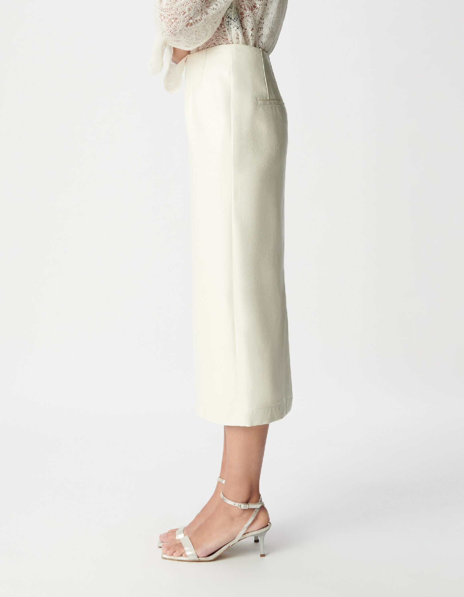 Jupe crayon longue blanche esprit rock Femme