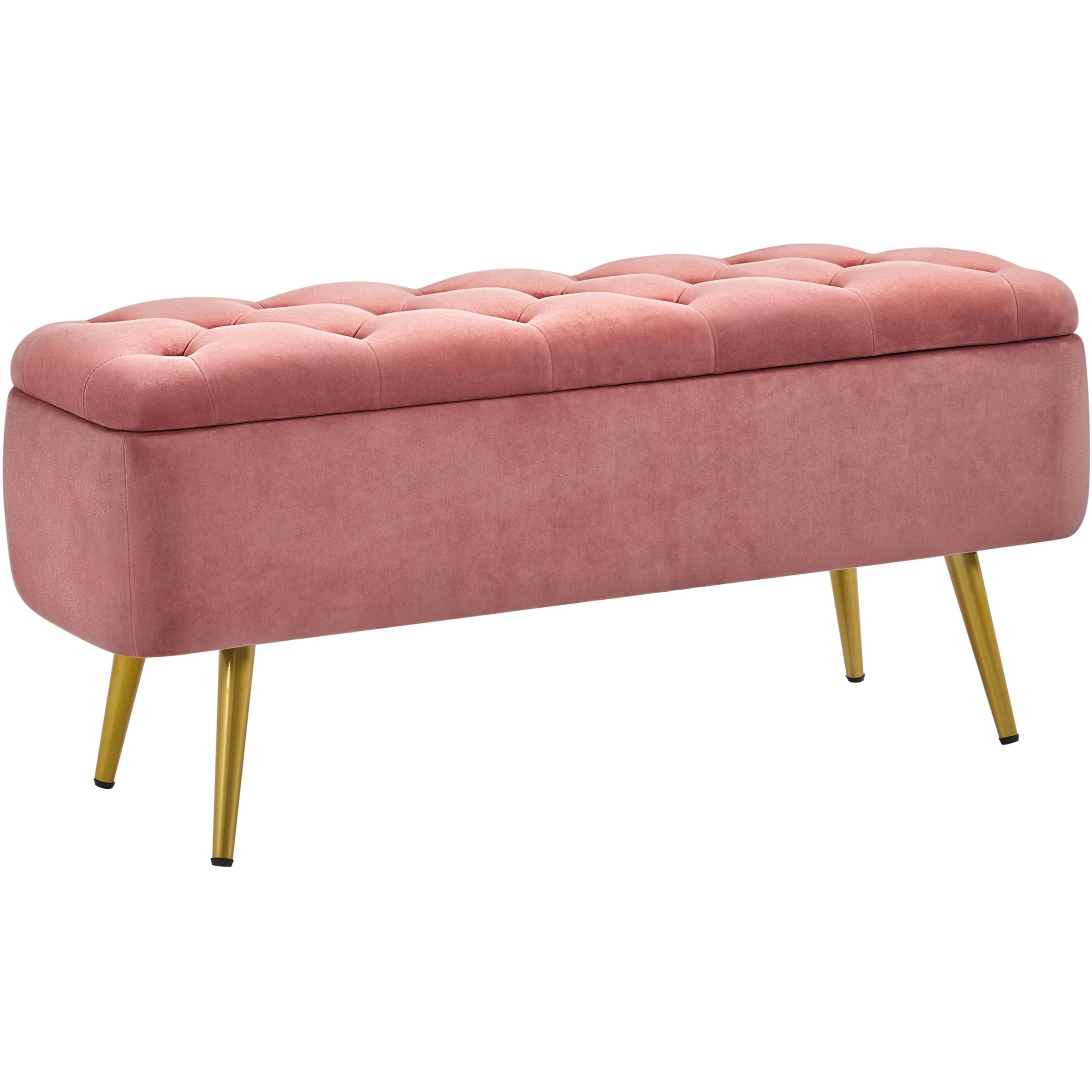 Yaheetech Modern Upholstered Ottoman Footstool Bench with Storage - 42.7×14.6×19