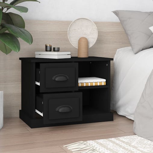 NNEVL Bedside Cabinet Black 60x35.5x45 cm
