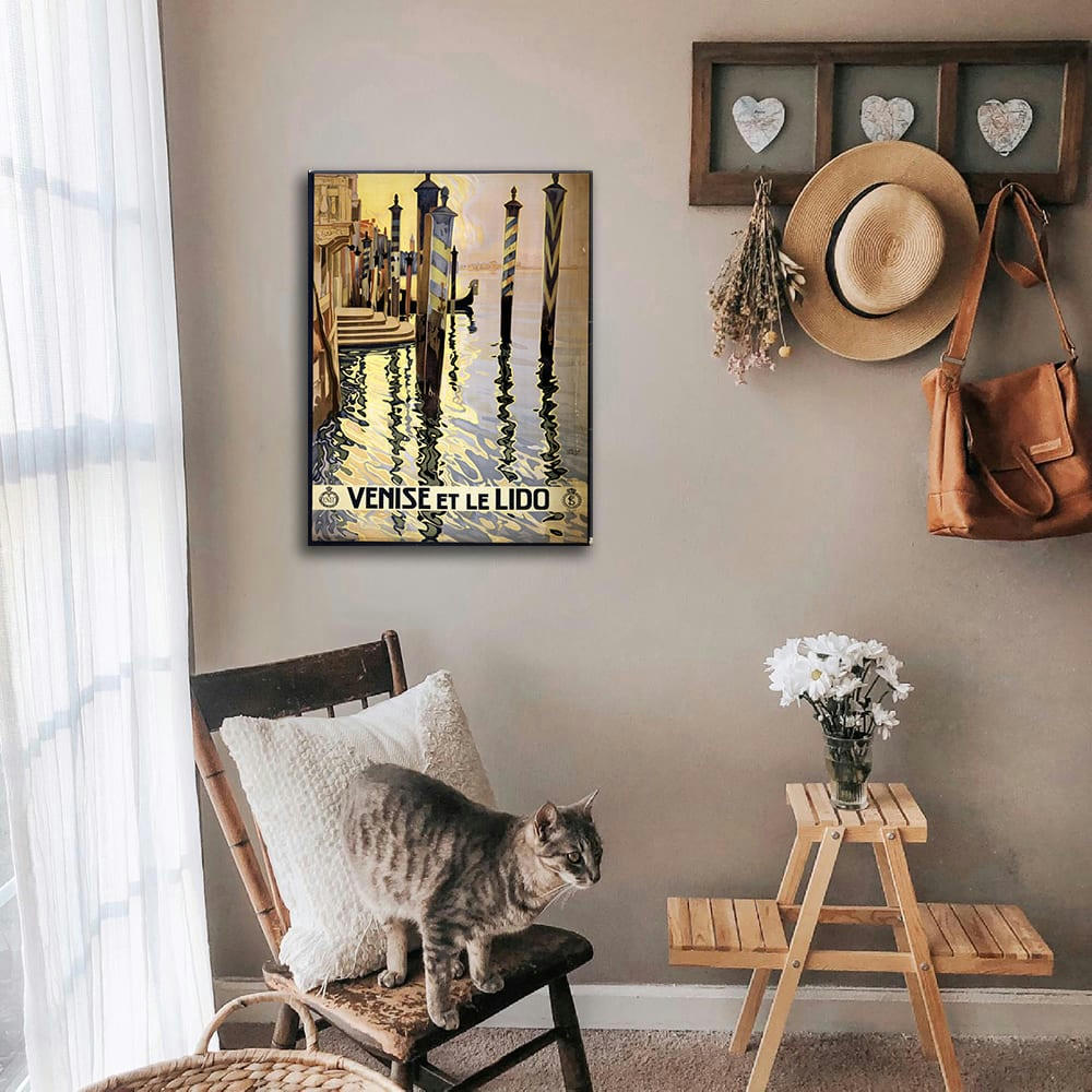 - Tableau affiche touristique vintage Venise et le Lido 50x70cm