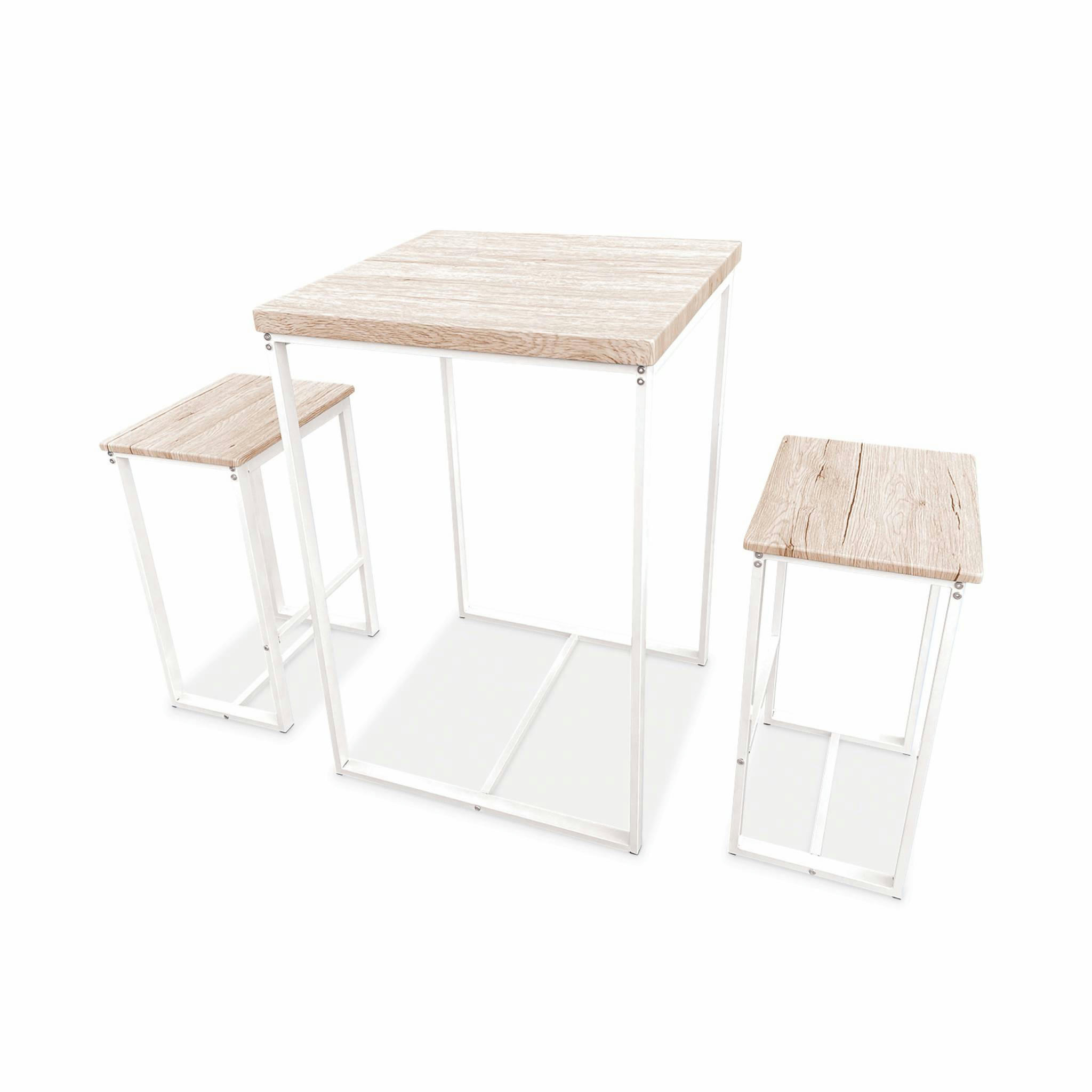 LOFT - Set table haute avec 2 tabourets de bar