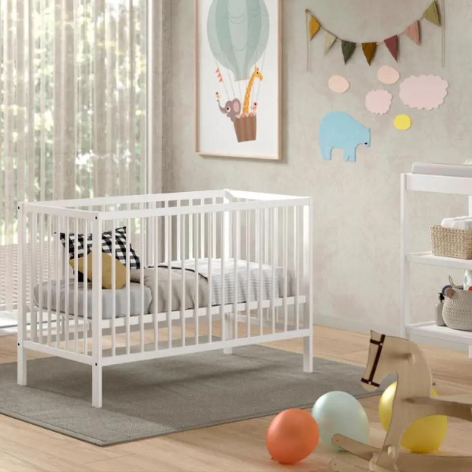 Vipack Babybed Dino - 60 x 120 cm - verstelbaar - wit dennenhout