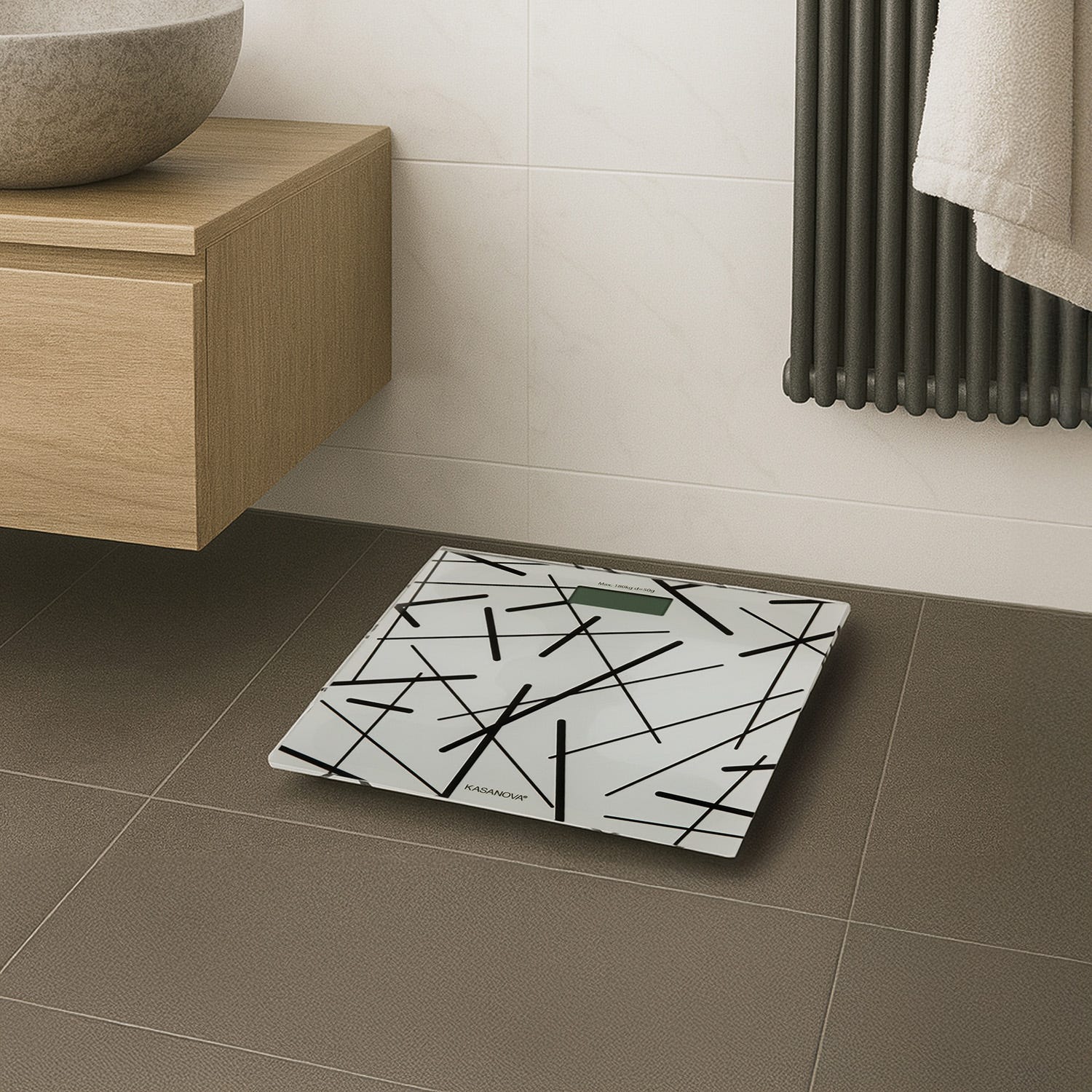 Bilancia pesapersone digitale geometrie bianco nero