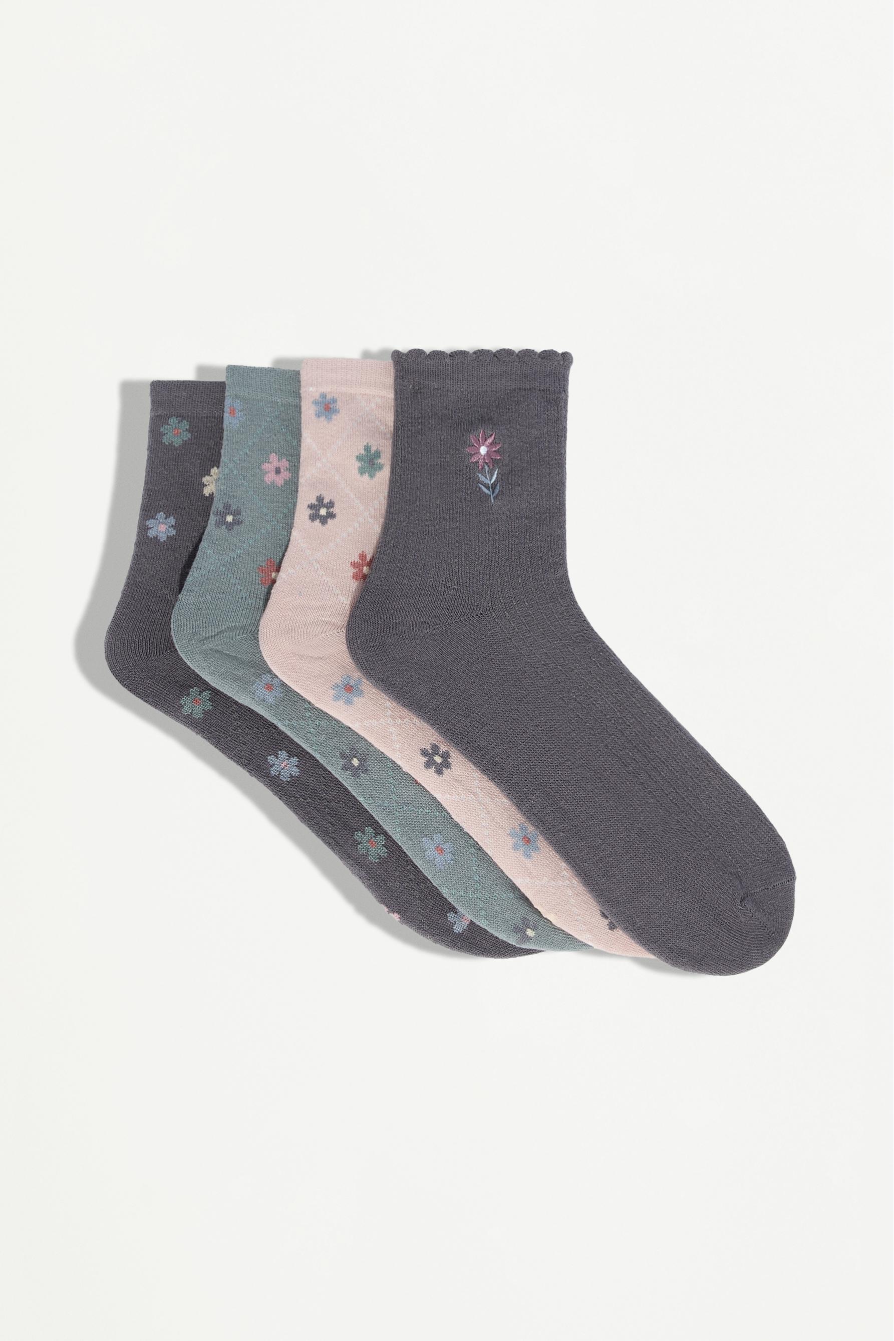 Calcetines cortos flores (Pack 4)