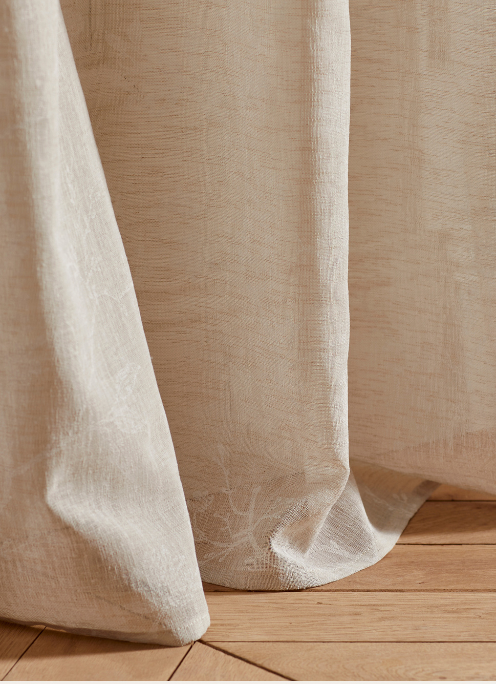 VOILAGE IMPRIMÉ FLORAL BEIGE