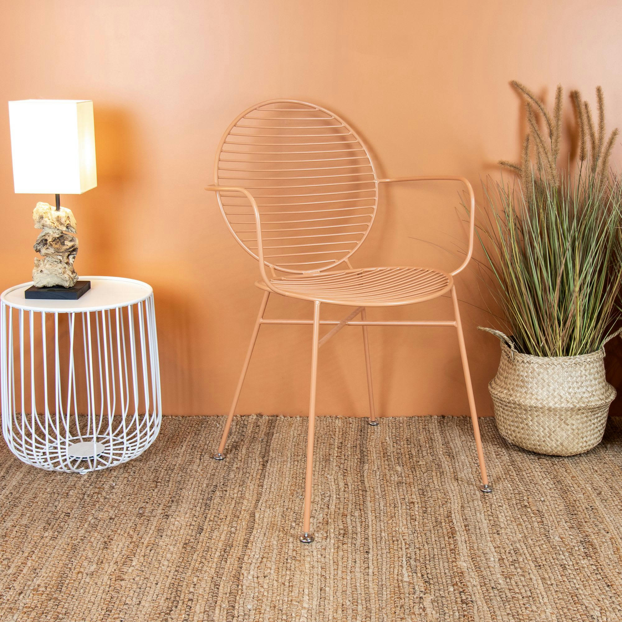 MADISON - Lot de 2 fauteuils de table en métal terracotta