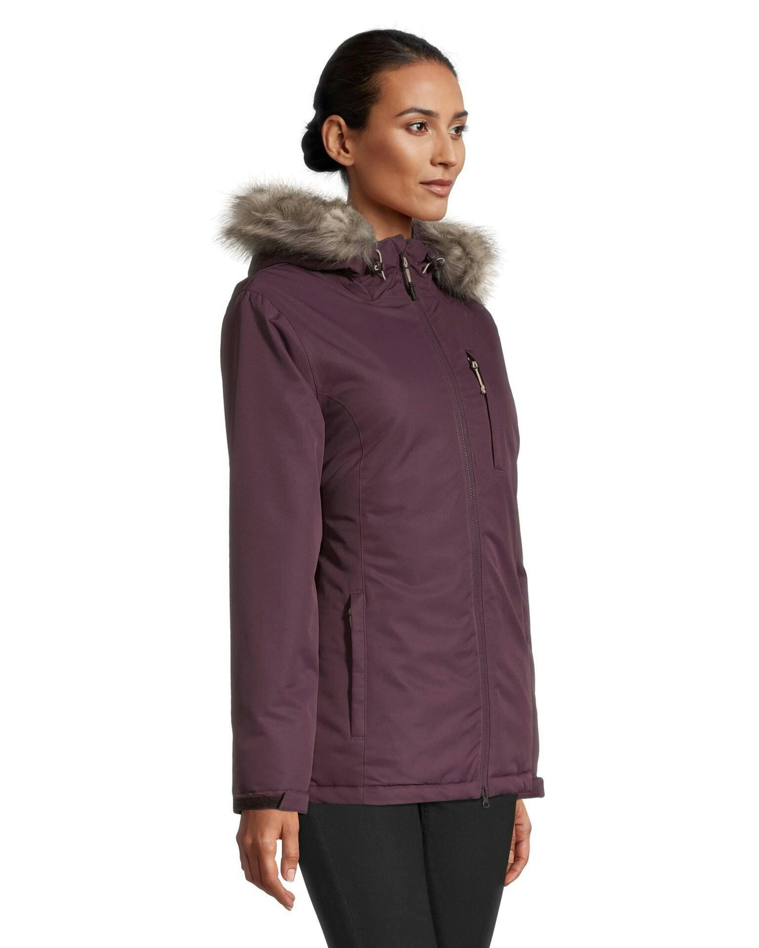 Outbound Women's Ramble Insulated Waterproof Winter Parka Jacket Faux Fur Trim Hood, Plum