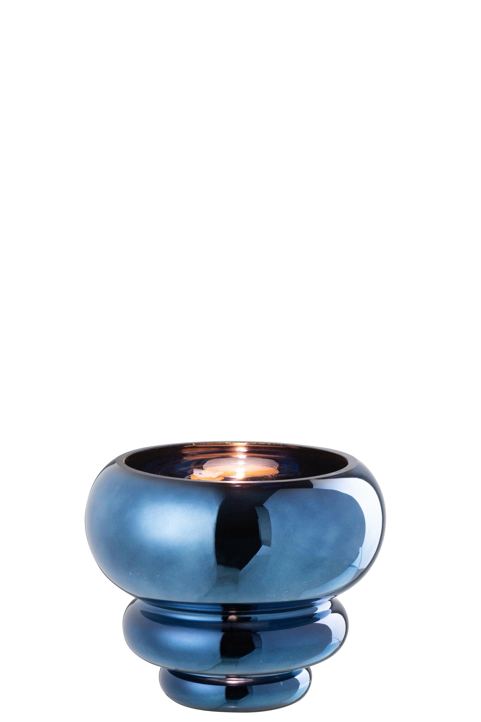 J-Line theelichthouder/vaas Julia - glas - blauw