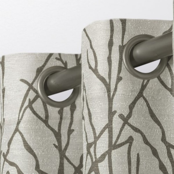 ATI Home Branches Linen Blend Grommet Top Curtain Panel Pair