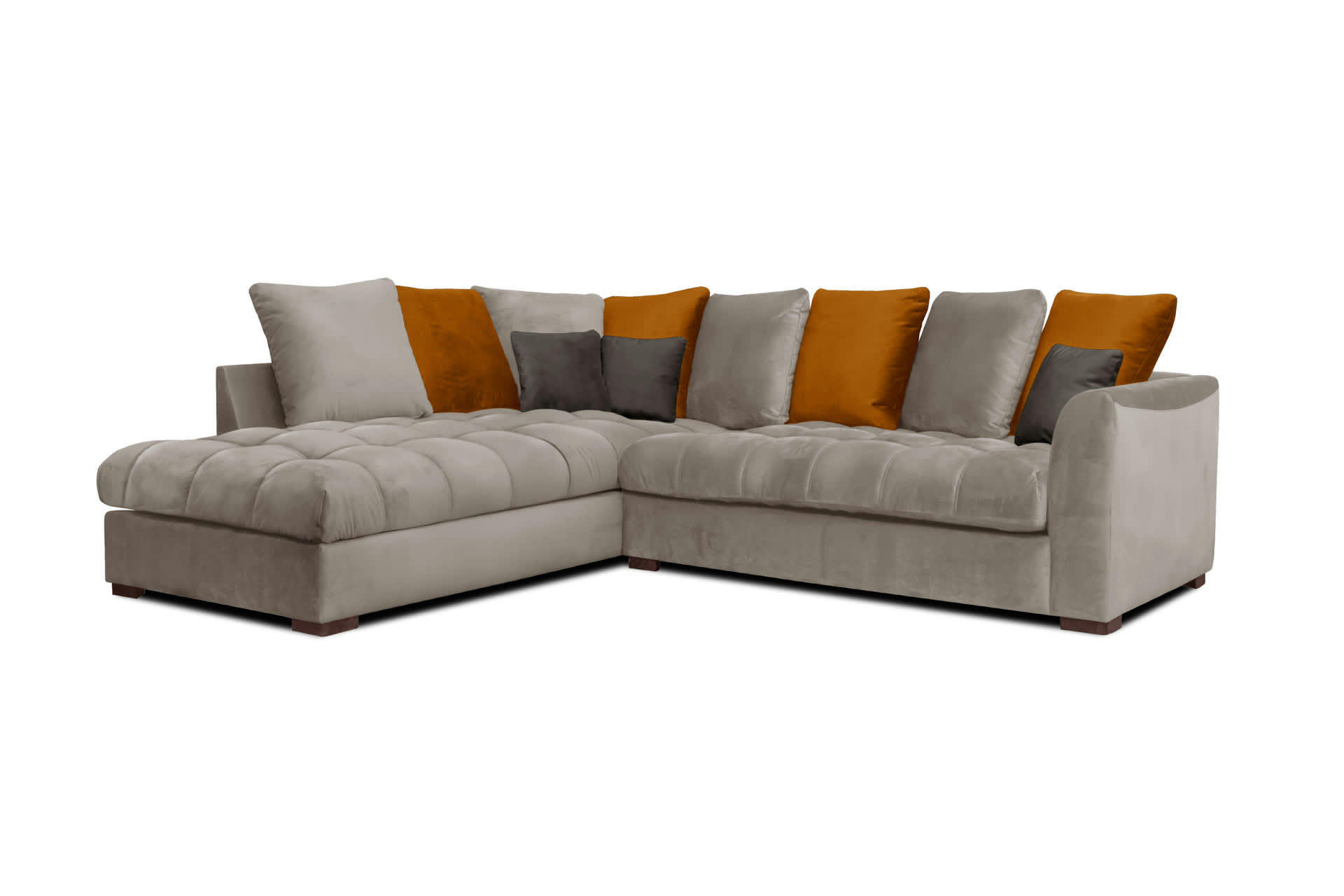 BARDI - Canapé d'angle gauche 5 places tissu taupe