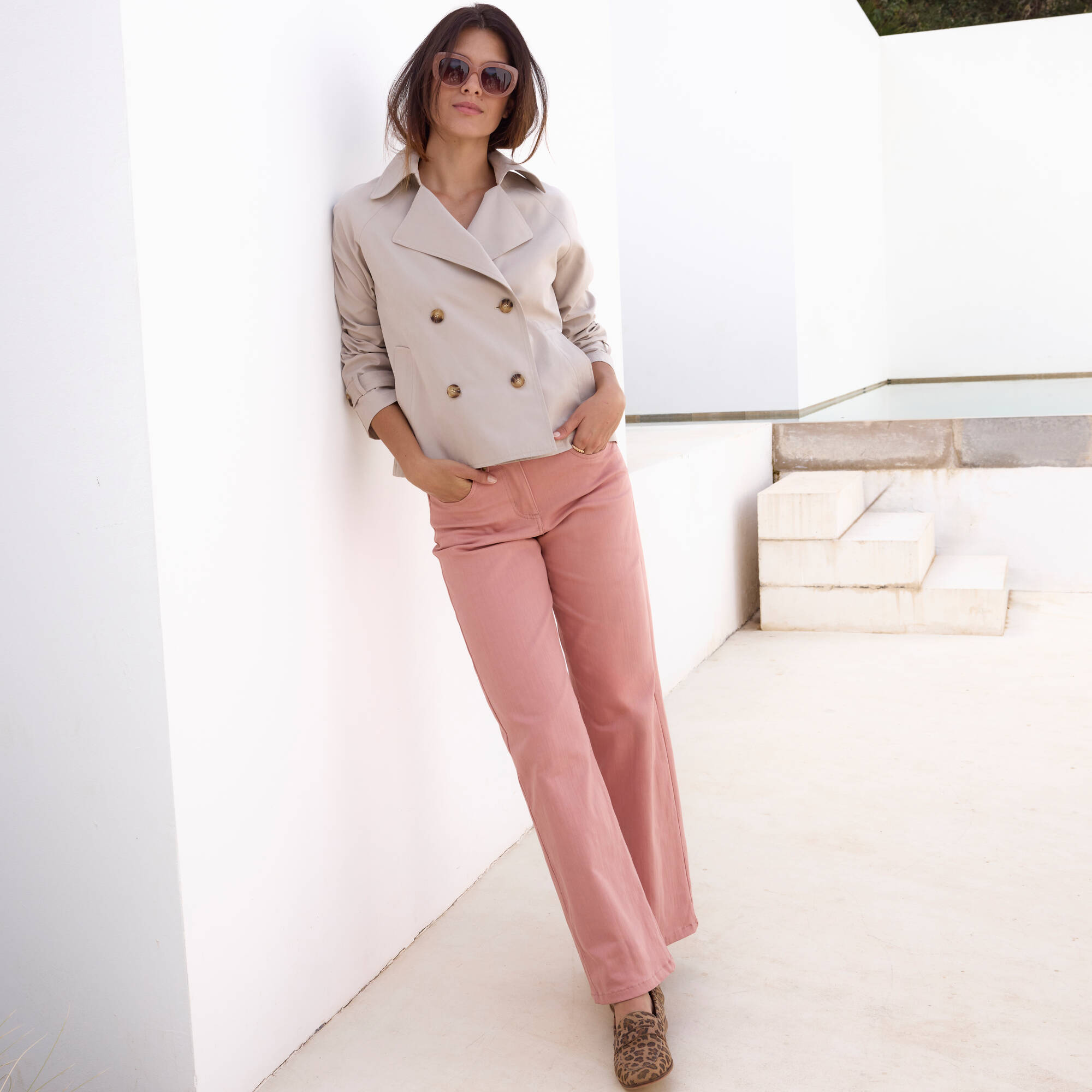 Pantalon couleur coupe large 5 poches