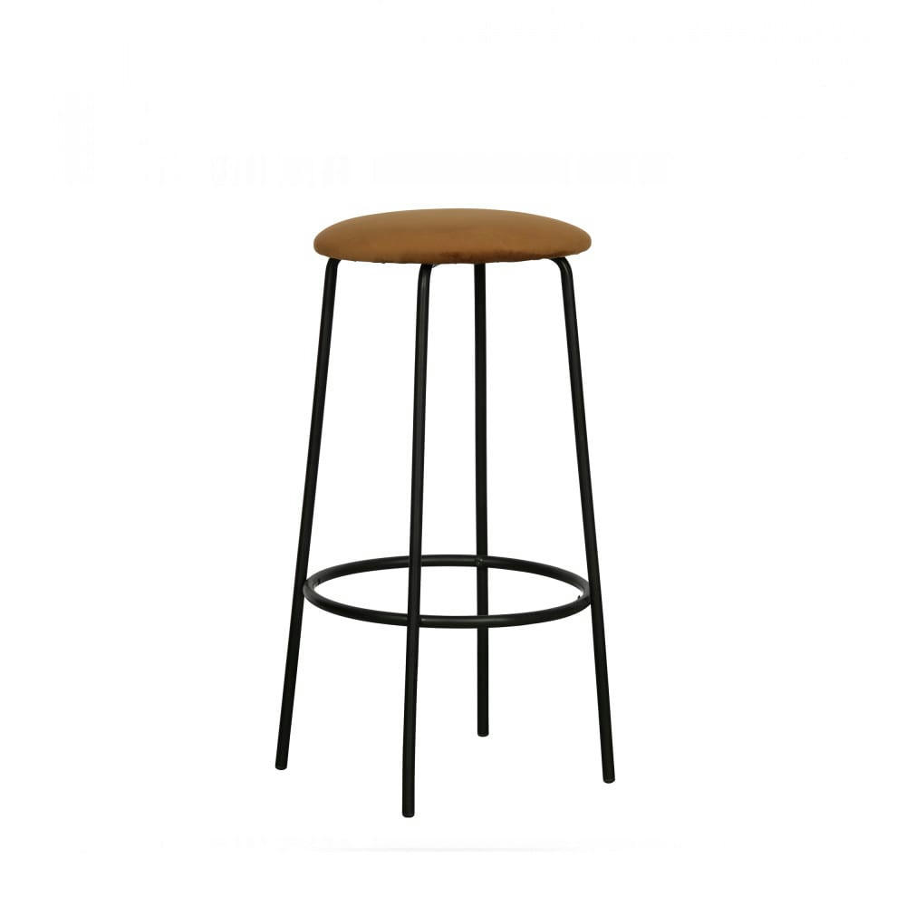 MINA - Tabouret de bar en métal et velours ocre