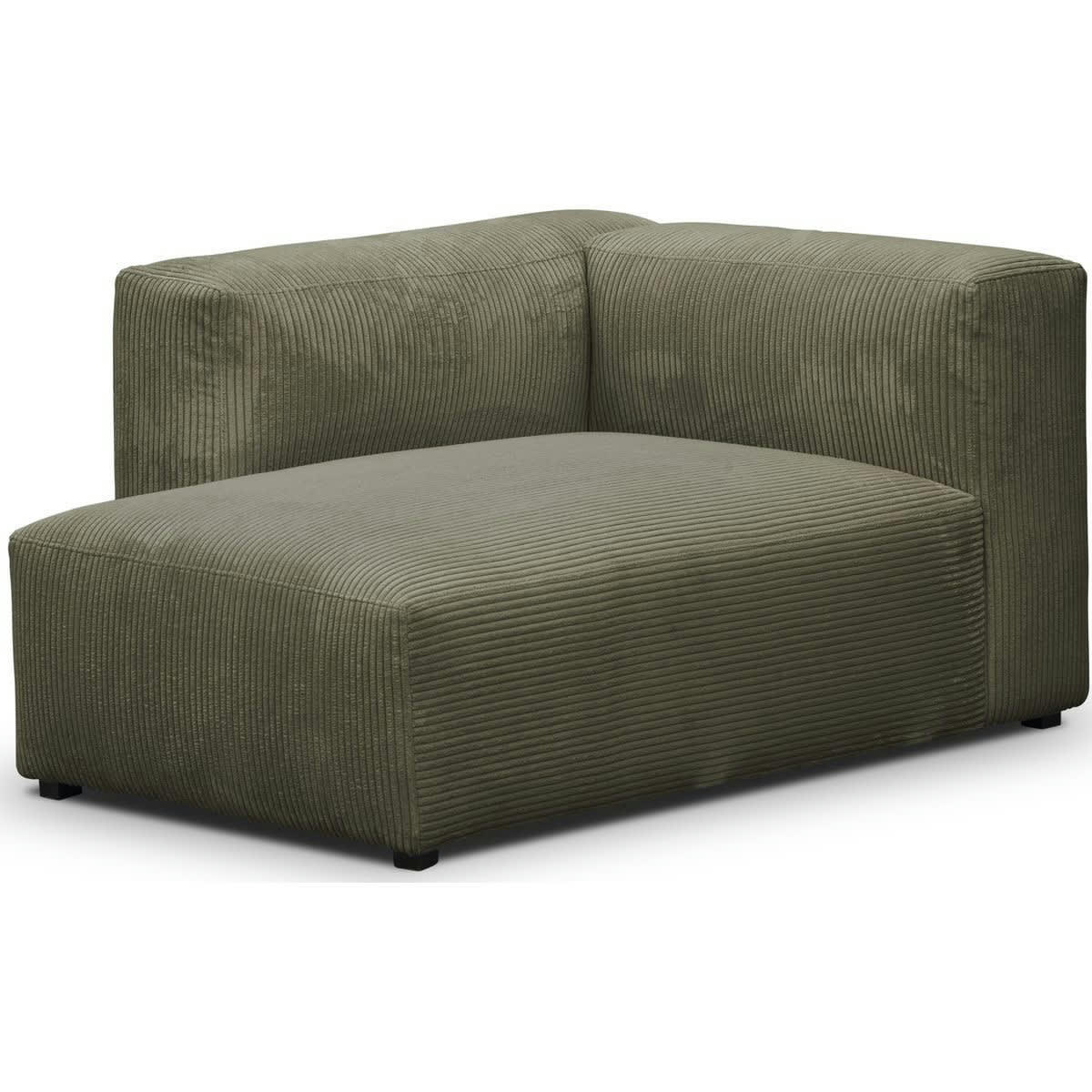 MODULO - Méridienne d'angle à gauche modulable en velours côtelé vert kaki