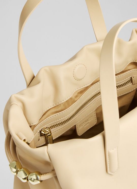 Selina Light Taupe Leather Bead Tote