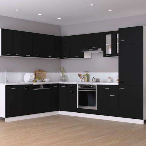NNEVL Oven Cabinet Black 60x46x81.5 cm Chipboard