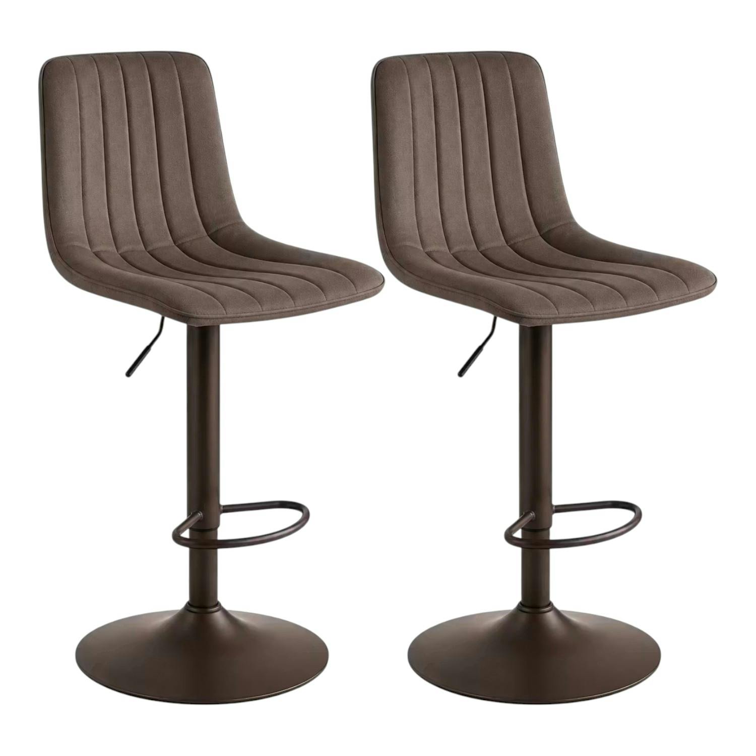 Tabouret de bar réglable marron coutures verticales (x2) LORA