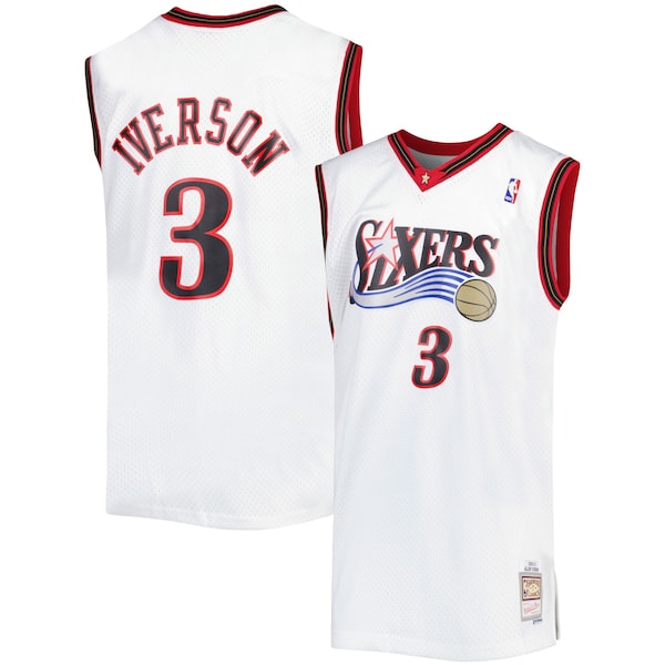 Allen Iverson Philadelphia 76ers Big & Tall Hardwood Classics 1996/97 Swingman Jersey - White/Black/Red/Royal