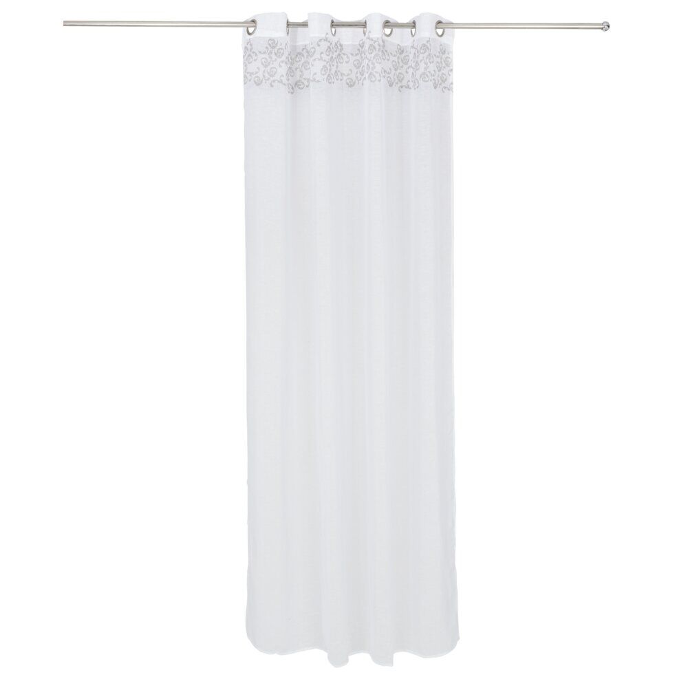 Voilage polyester 140x240cm imprimé gris et blanc