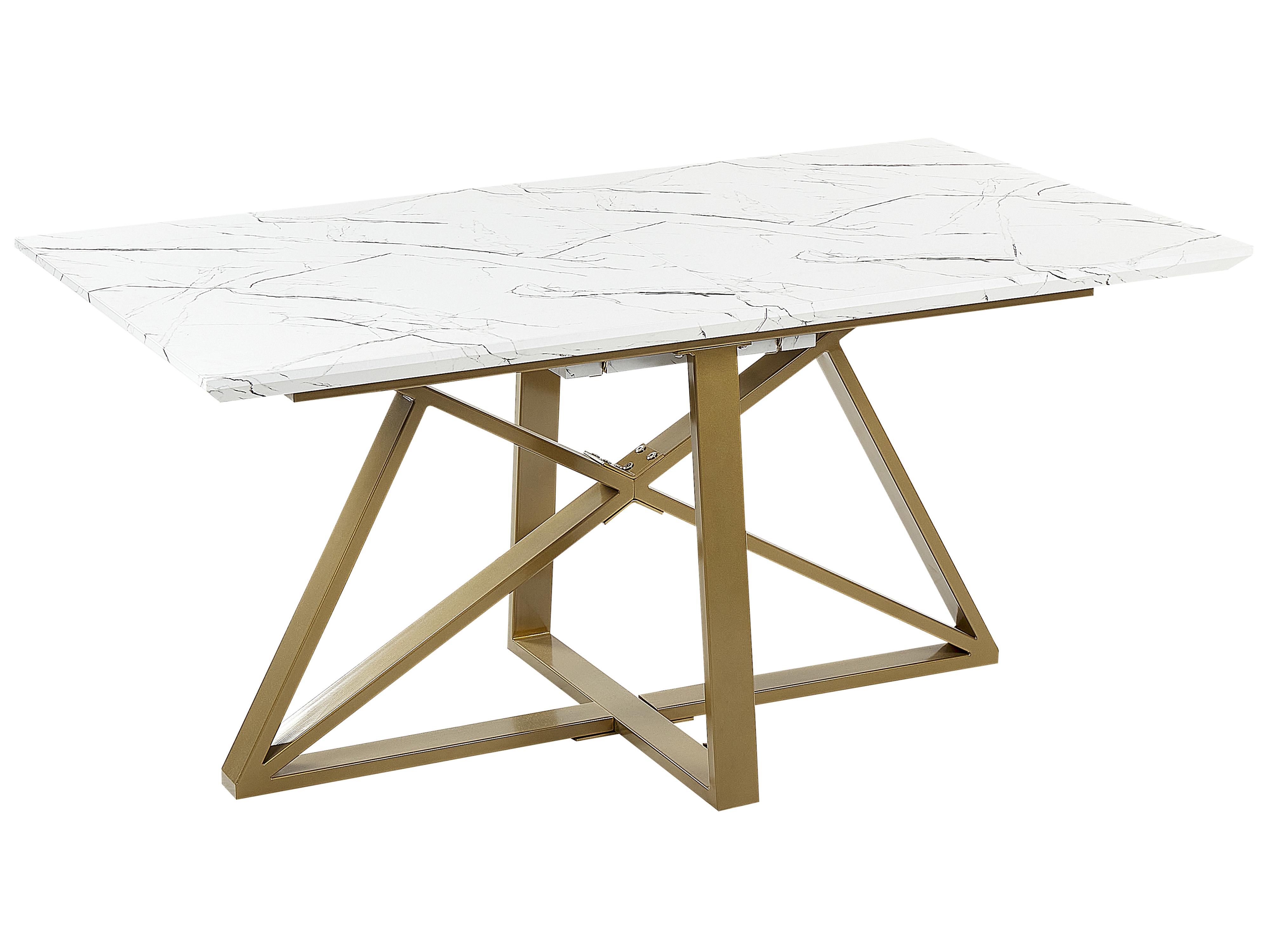 Extending Dining Table MAXIMUS White Marble 160/200 cm 90 cm