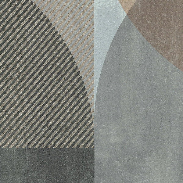 Papier peint vinyle intissé Sejours &Chambres Lutece mat et satiné géométrique gris, taupe, bleu l.1005 x l.53 cm