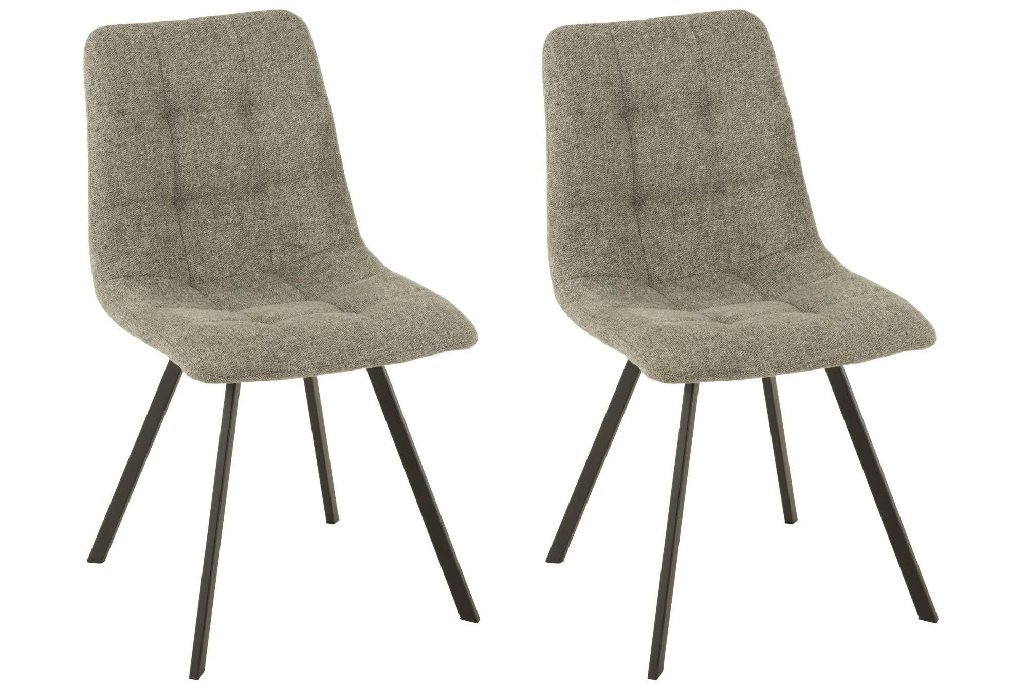 OLIVIA - Lot de 2 chaise en tissu et en métal noir ( lot de 2)