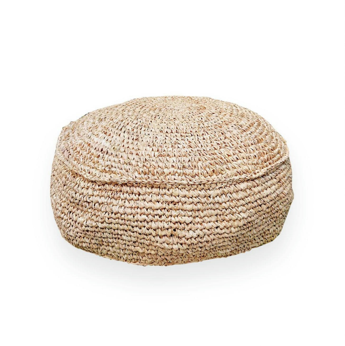 RAPHIA - Pouf rond en raphia beige D70cm