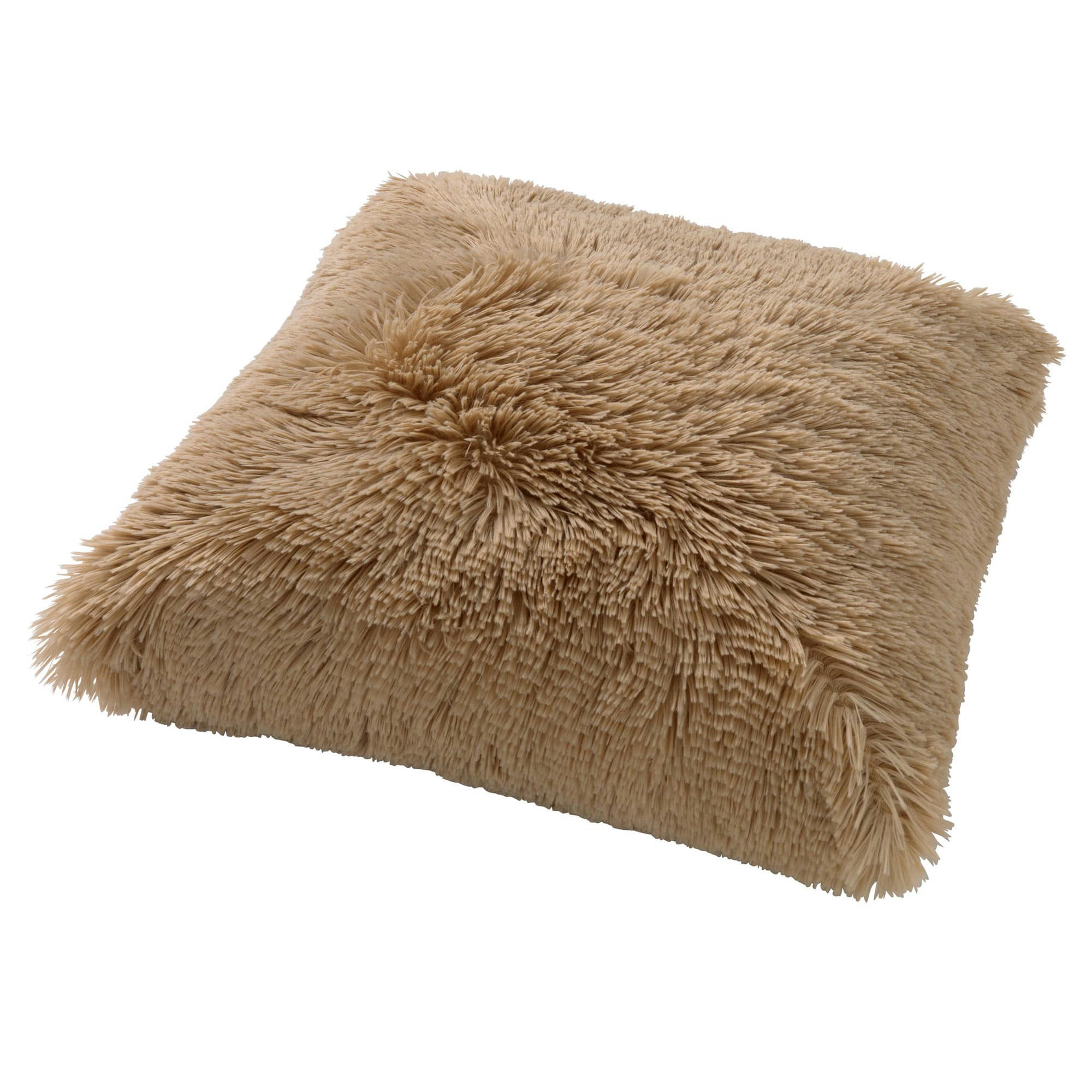 - Housse de coussin beige fausse fourrure-60x60 cm uni