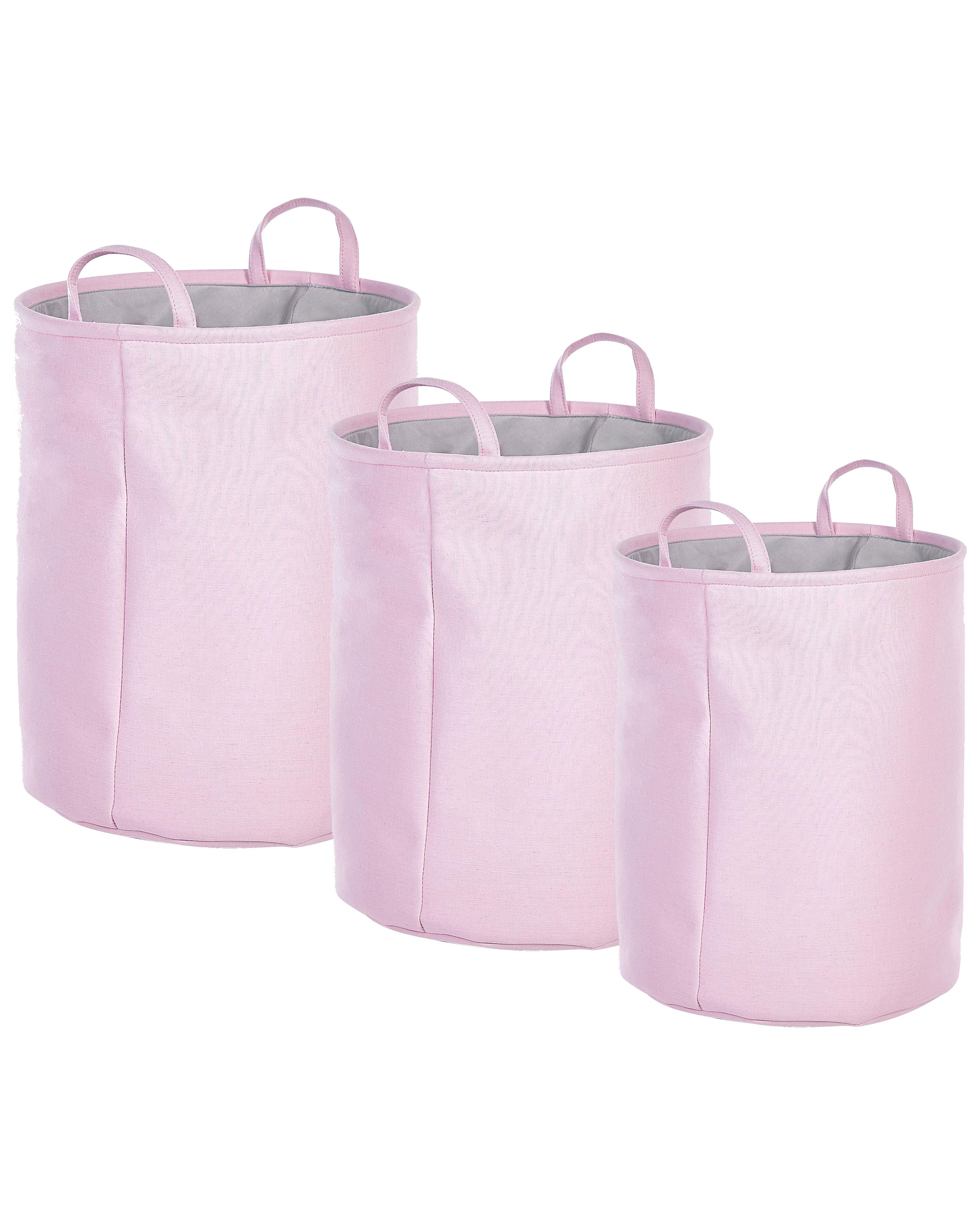 Set of 3 Baskets ARCHA Cotton Pink