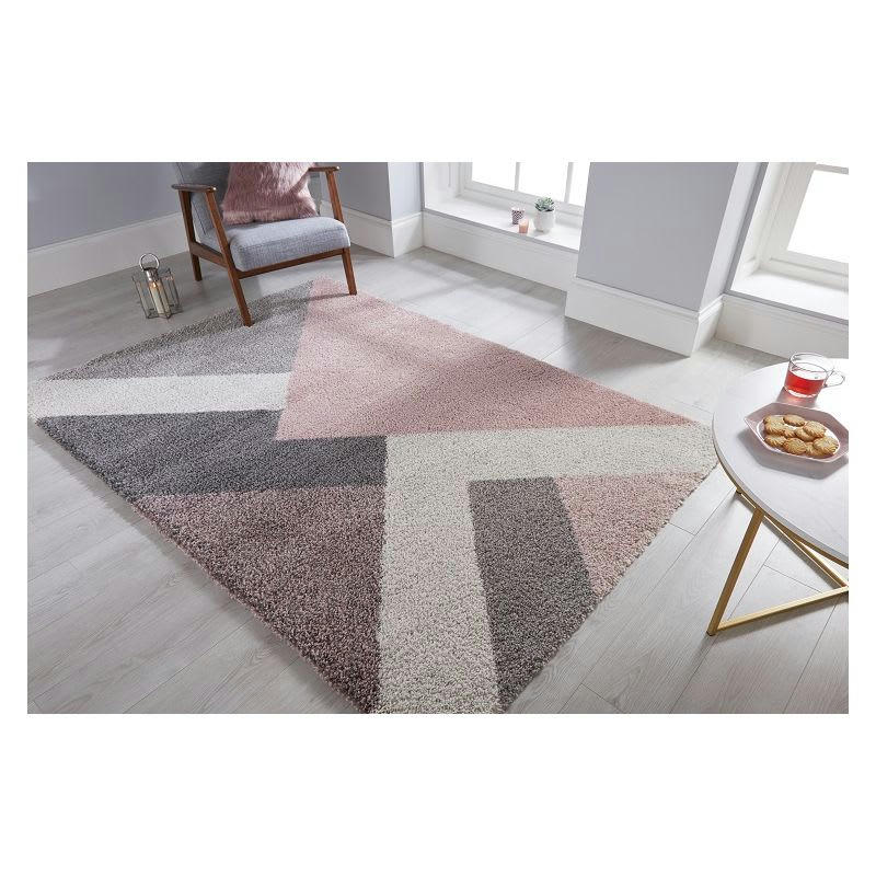 ZULA - Tapis géométrique design en polypropylène rose 200x290
