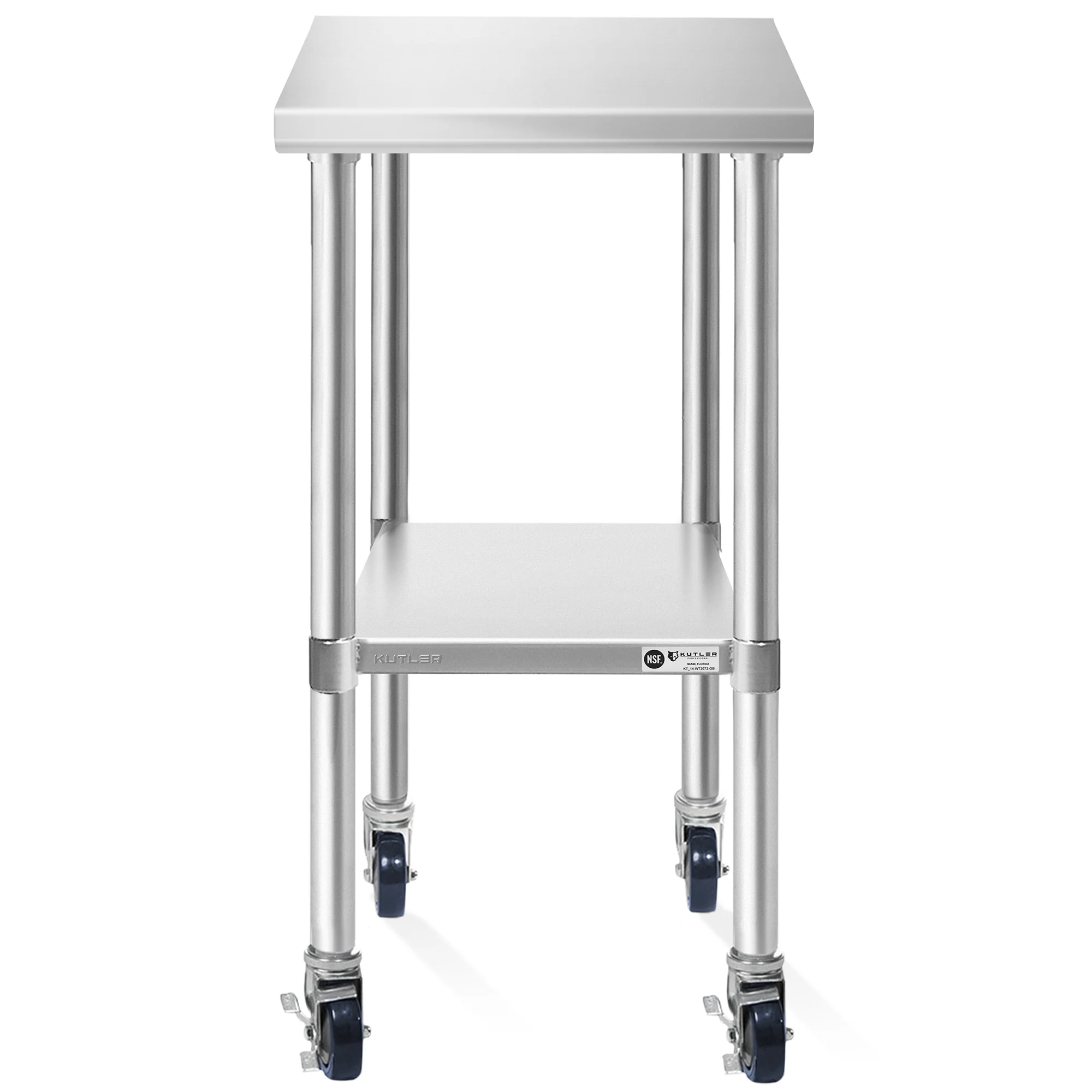 24 x 18in NSF Commercial Stainless Steel Prep and Work Table w Wheels - 24 x 18