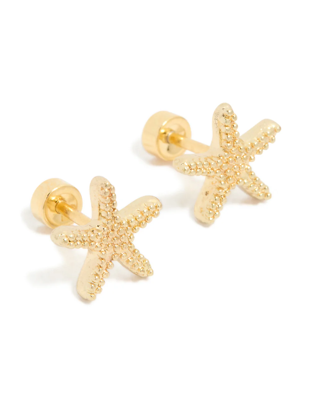 Kids Gold Plated Surgical Steel Starfish Stud Earrings