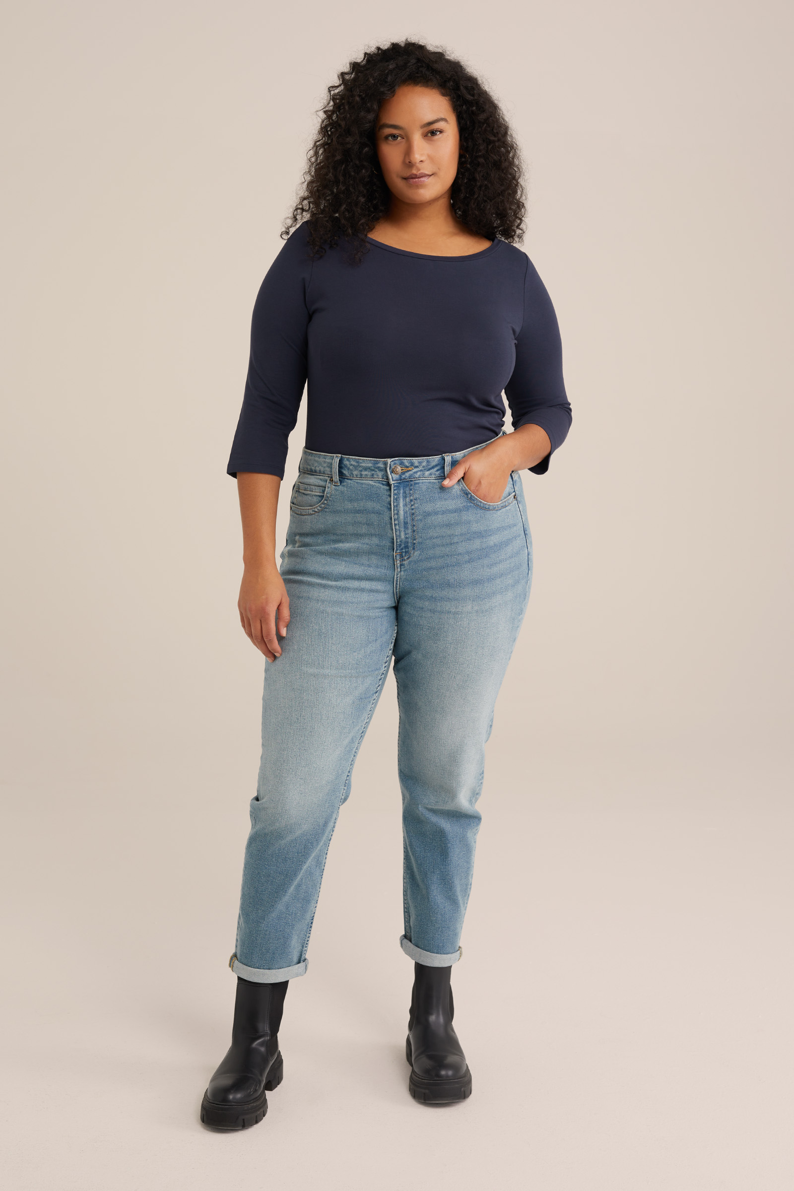 Dames T-shirt met driekwart mouwen - Curve