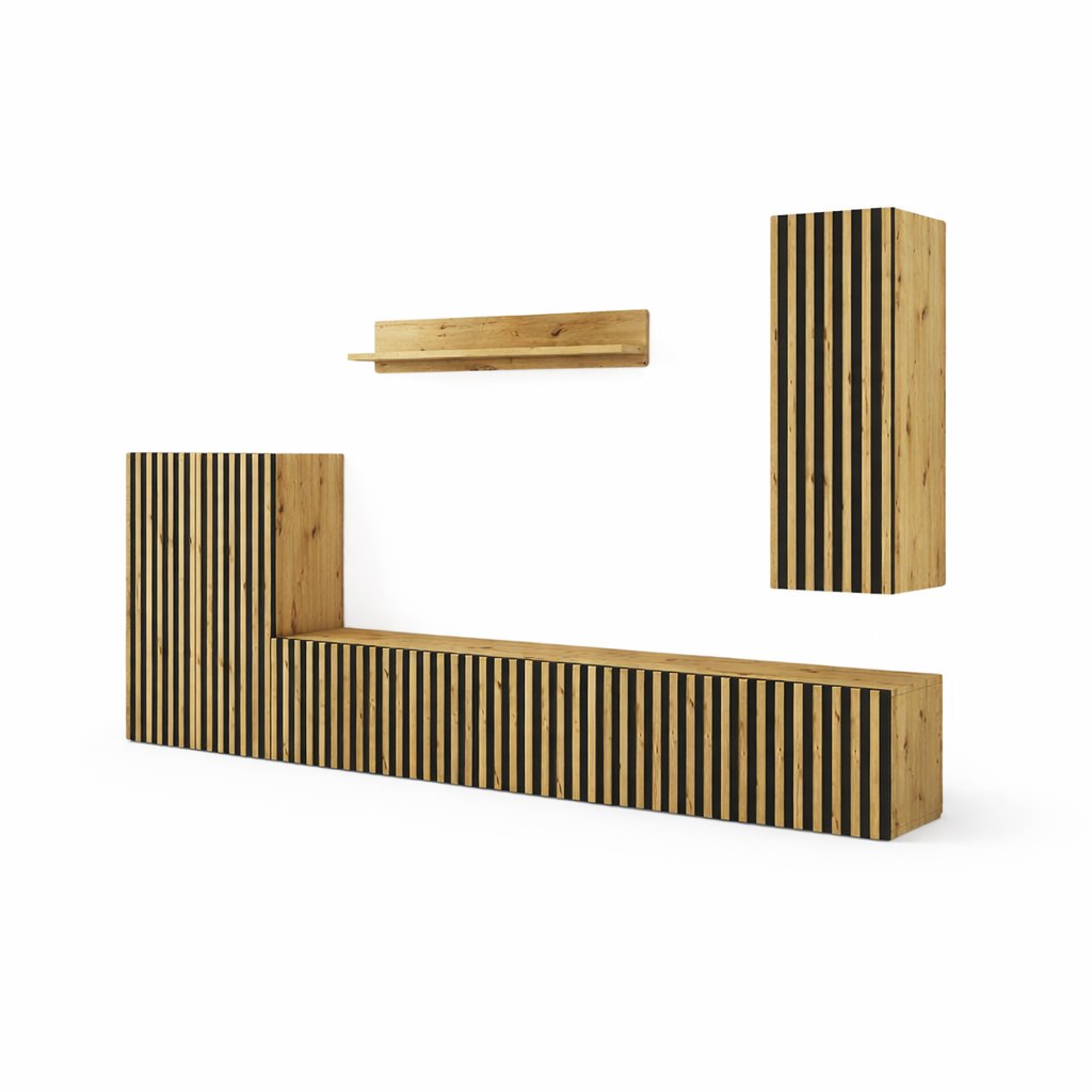 Zestaw Mebli Mebloscianka Loft Z Lamelami Trend-2 Dab Artisan