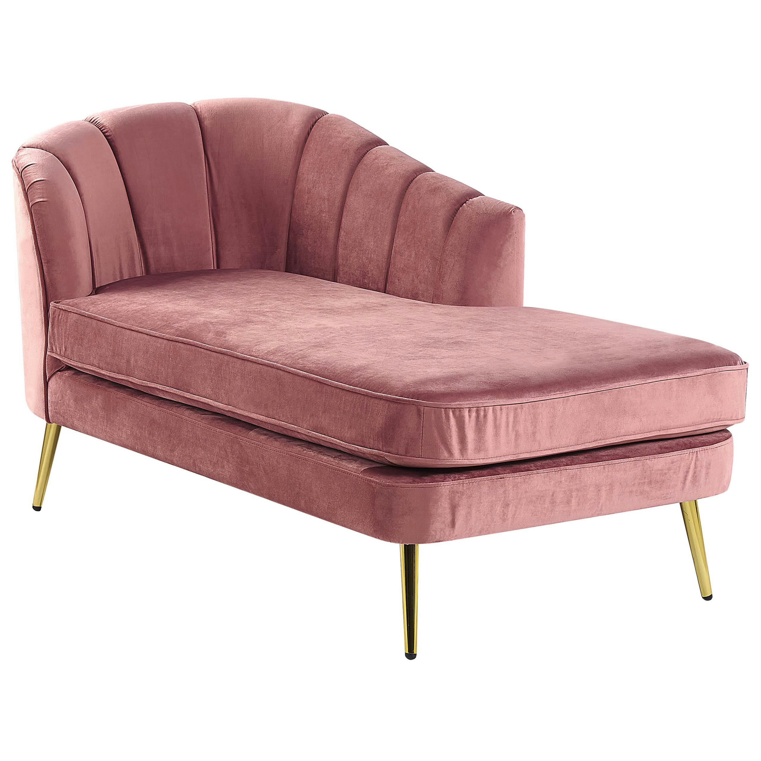 ALLIER - Chaise longue côté gauche en velours rose