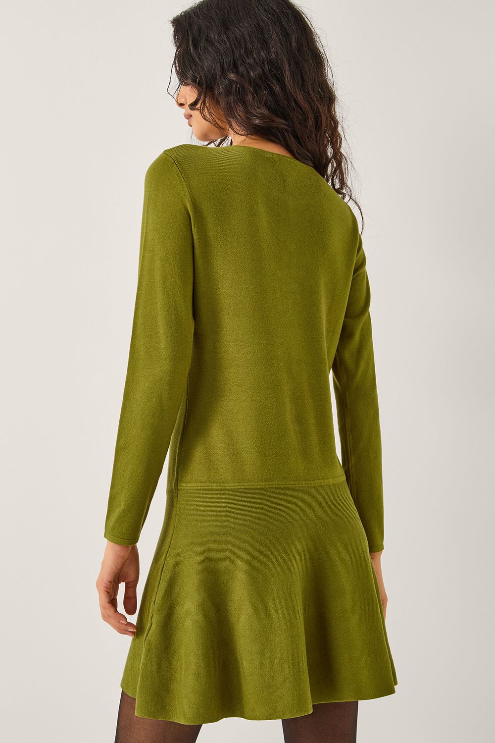 Monsoon Bayle Bow Knit Mini Dress Green