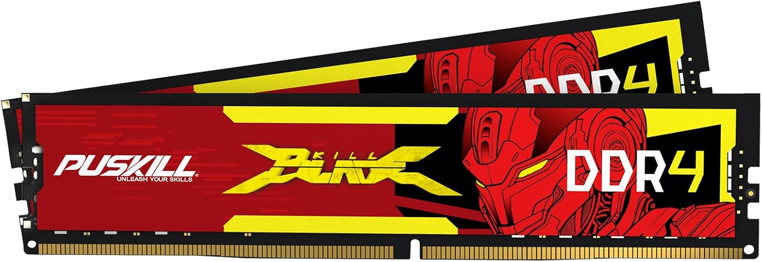 PUSKILL DDR4 RAM 16GB Kit (2x8GB) 3200MHz PC4-25600 CL16 Desktop Memory - 1.35V UDIMM Low Latency, Intel XMP 2.0 Ready for Gaming PC, Compatible with Intel & AMD