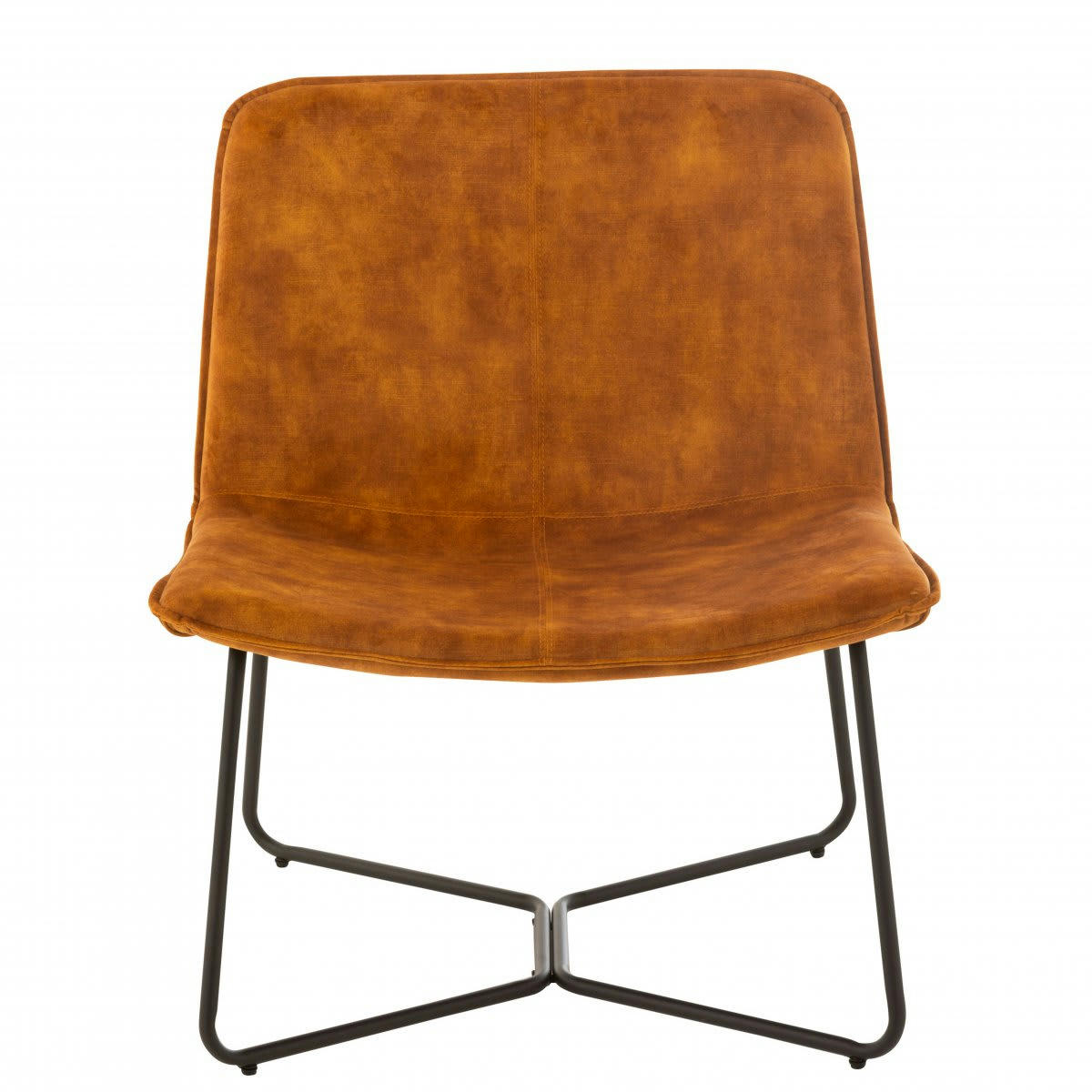 BRUXELLES - Fauteuil lounge en velours et métal camel