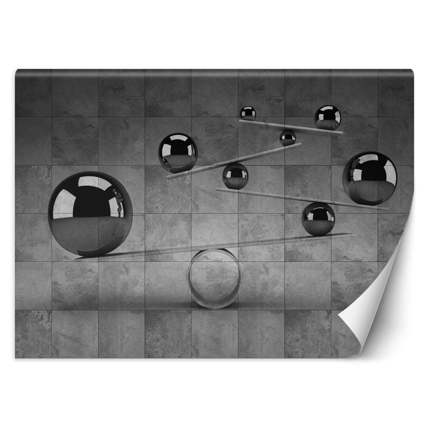Feeby Fototapeta, Srebrne kule 3D na tle betonowej ściany 150x105