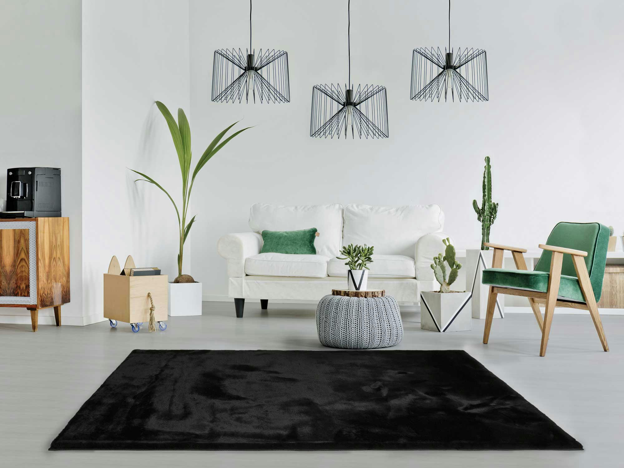 FOX - Tapis lavable extra doux noir, 120X180 cm