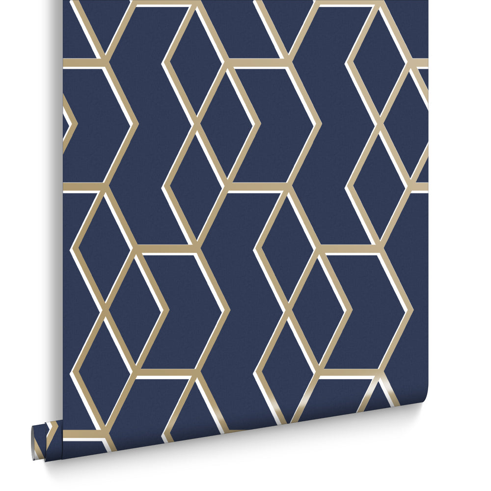 Graham & Brown Vliesbehang - Archetype Navy Gold - 10mx52cm