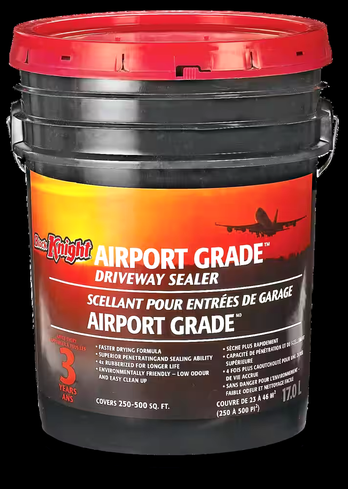Black Knight Airport Grade 3-Year Asphalt Driveway Sealer, 250-500-sq. ft Coverage, 17-L