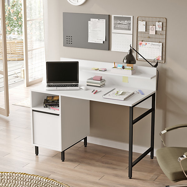 Bureau Fajaarire 120 x 60 x 100 cm blanc noir en.casa