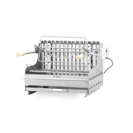 Barbecue charbon Mendy inox marin   chariot inox   tournebroche - Le Marquier