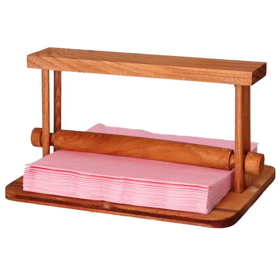 CM Servettenhouder - hout - bruin - 21 x 17 x 12 cm